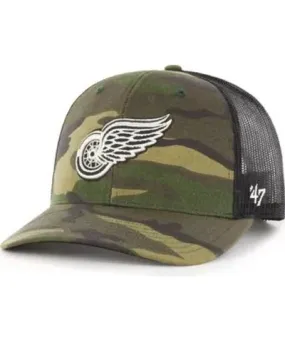 '47 Men's NHL Camo/Black Detroit Wings Trucker Snapback Hat