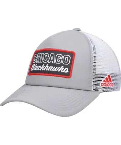 adidas Men's NHL Gray/White Chicago Blackhawks Locker Room Foam Trucker Snapback Hat