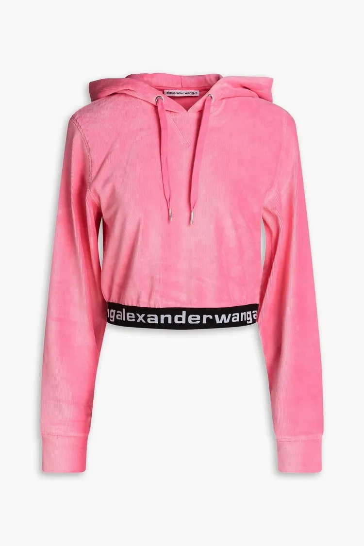 Alexander Wang  |Corduroy Long Sleeves Plain Cotton Logo Cropped Tops