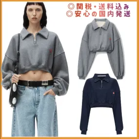 Alexander Wang  |Cotton Logo Cropped Tops Hoodies & Sweatshirts