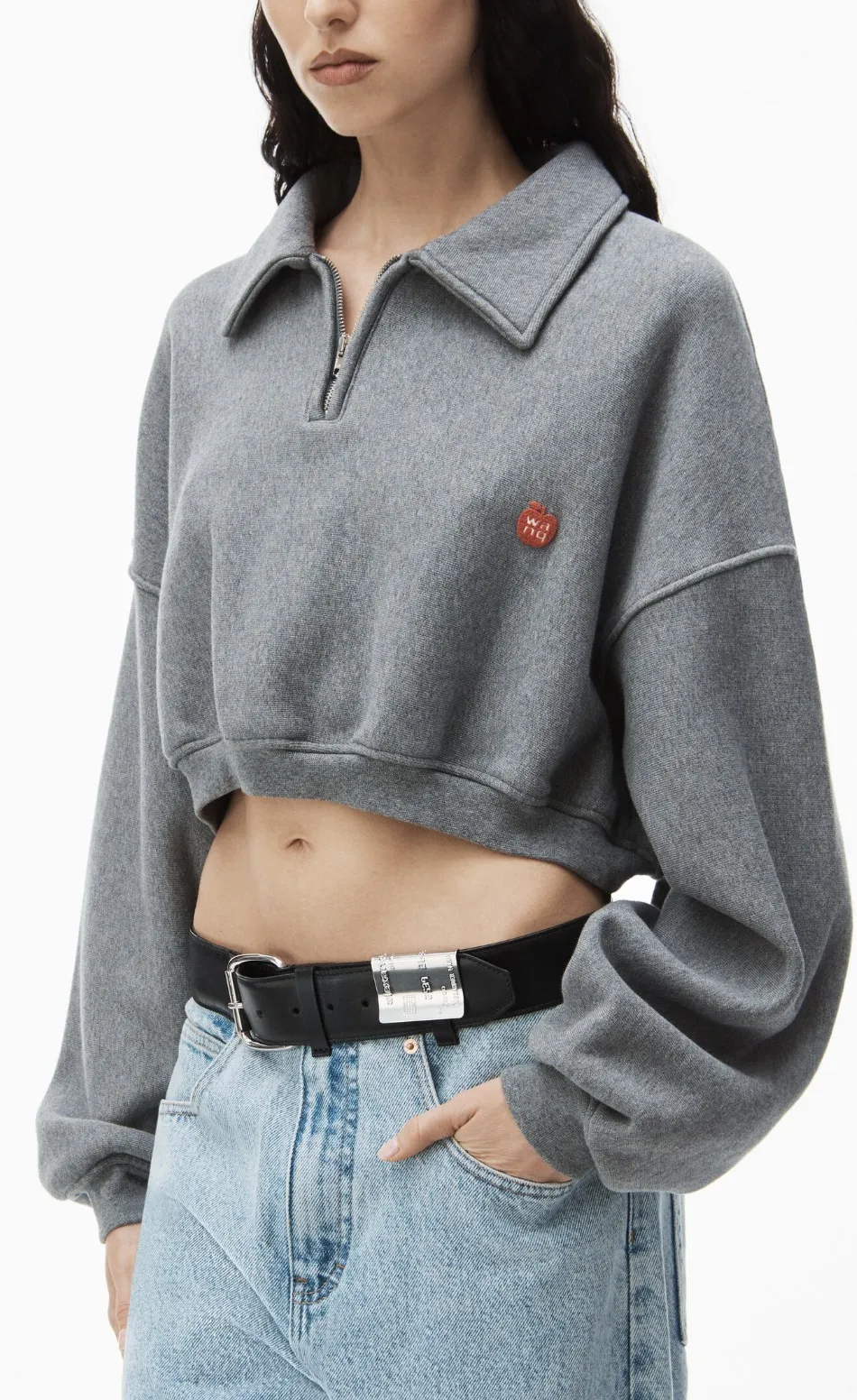 Alexander Wang  |Cotton Logo Cropped Tops Hoodies & Sweatshirts