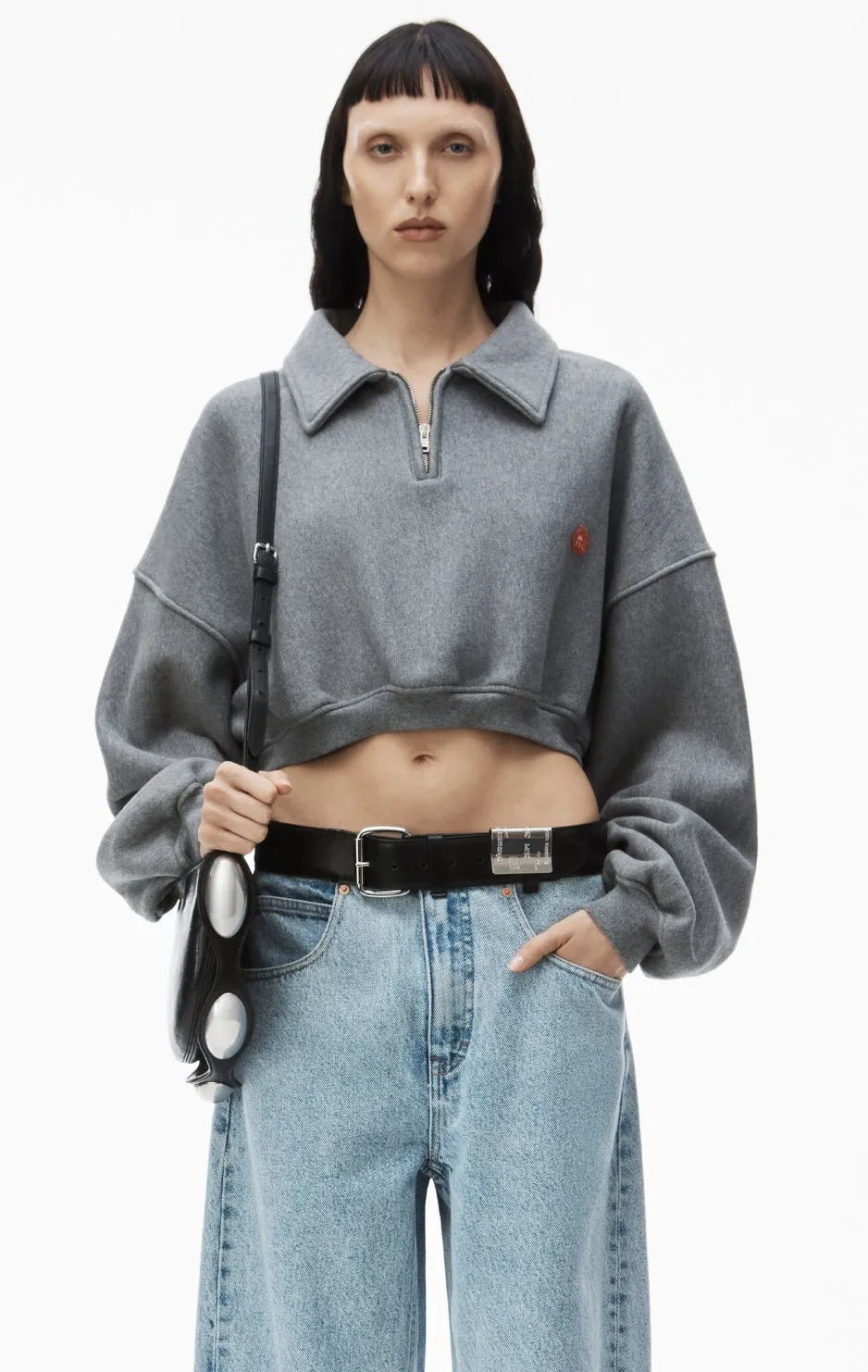 Alexander Wang  |Cotton Logo Cropped Tops Hoodies & Sweatshirts