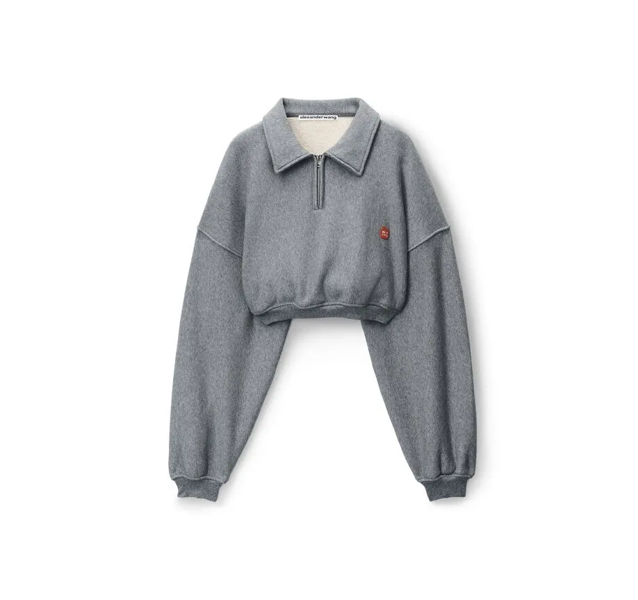 Alexander Wang  |Cotton Logo Cropped Tops Hoodies & Sweatshirts