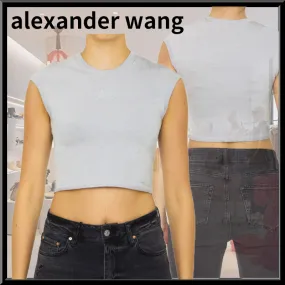 Alexander Wang  |Crew Neck Plain Cropped Tops Tanks & Camisoles