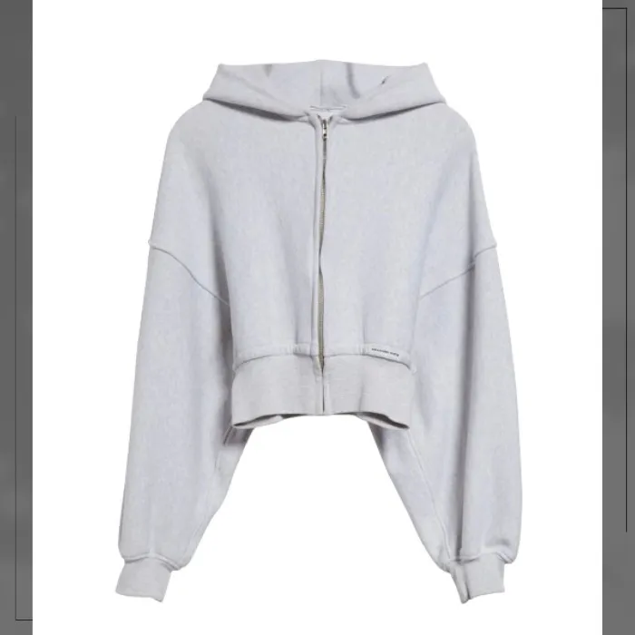 Alexander Wang  |Long Sleeves Plain Cotton Cropped Tops Hoodies & Sweatshirts