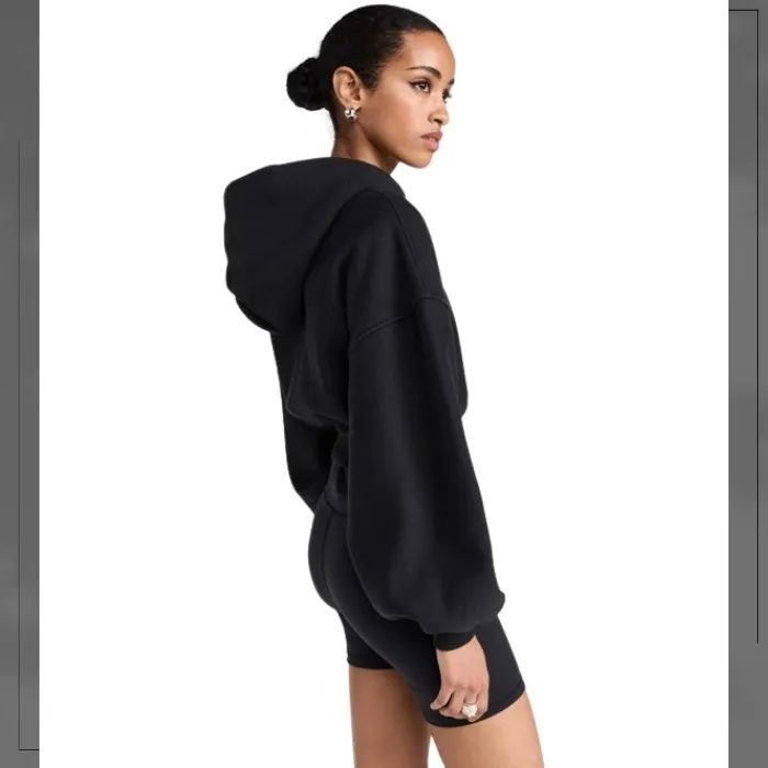 Alexander Wang  |Long Sleeves Plain Cotton Cropped Tops Hoodies & Sweatshirts