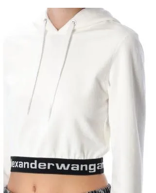 Alexander Wang  |Long Sleeves Plain Cotton Logo Cropped Tops