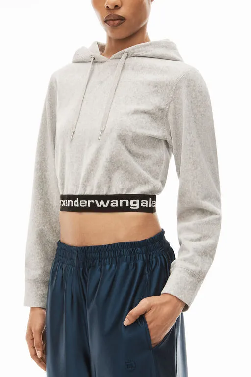 Alexander Wang  |Long Sleeves Plain Cotton Logo Cropped Tops