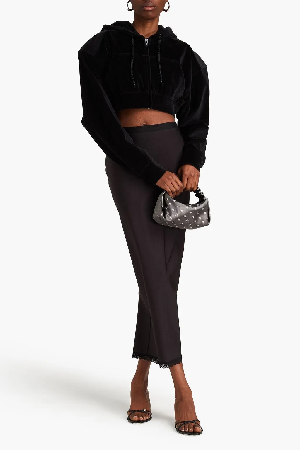 Alexander Wang  |Long Sleeves Plain Logo Cropped Tops Hoodies & Sweatshirts