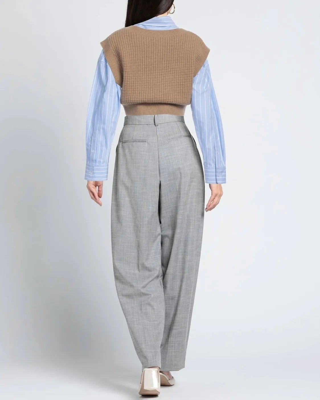 Alexander Wang  |Stripes Wool Nylon Long Sleeves Cotton Cropped Tops