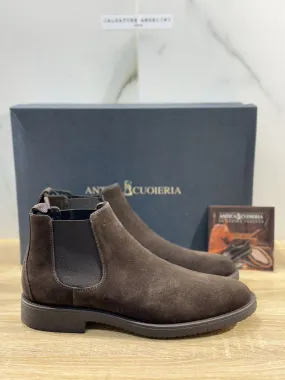 Antica Cuoieria Chelsea Boot Uomo Suede Testa Moro Made in Italy 41