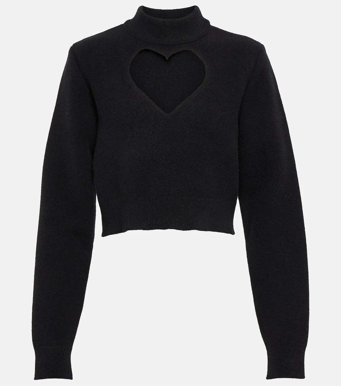 Azzedine Alaia  |Wool Long Sleeves Plain High-Neck Cropped Tops