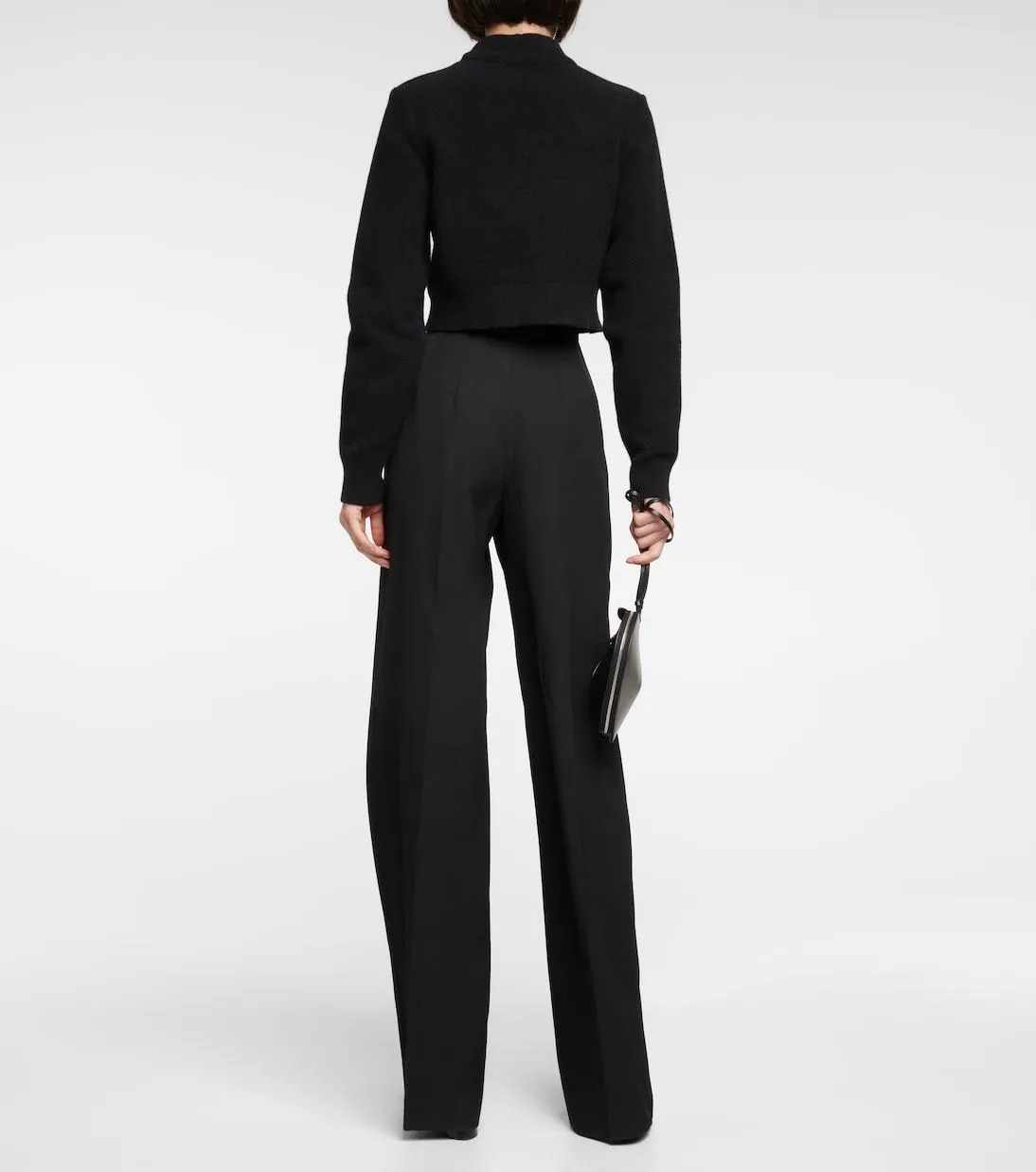 Azzedine Alaia  |Wool Long Sleeves Plain High-Neck Cropped Tops