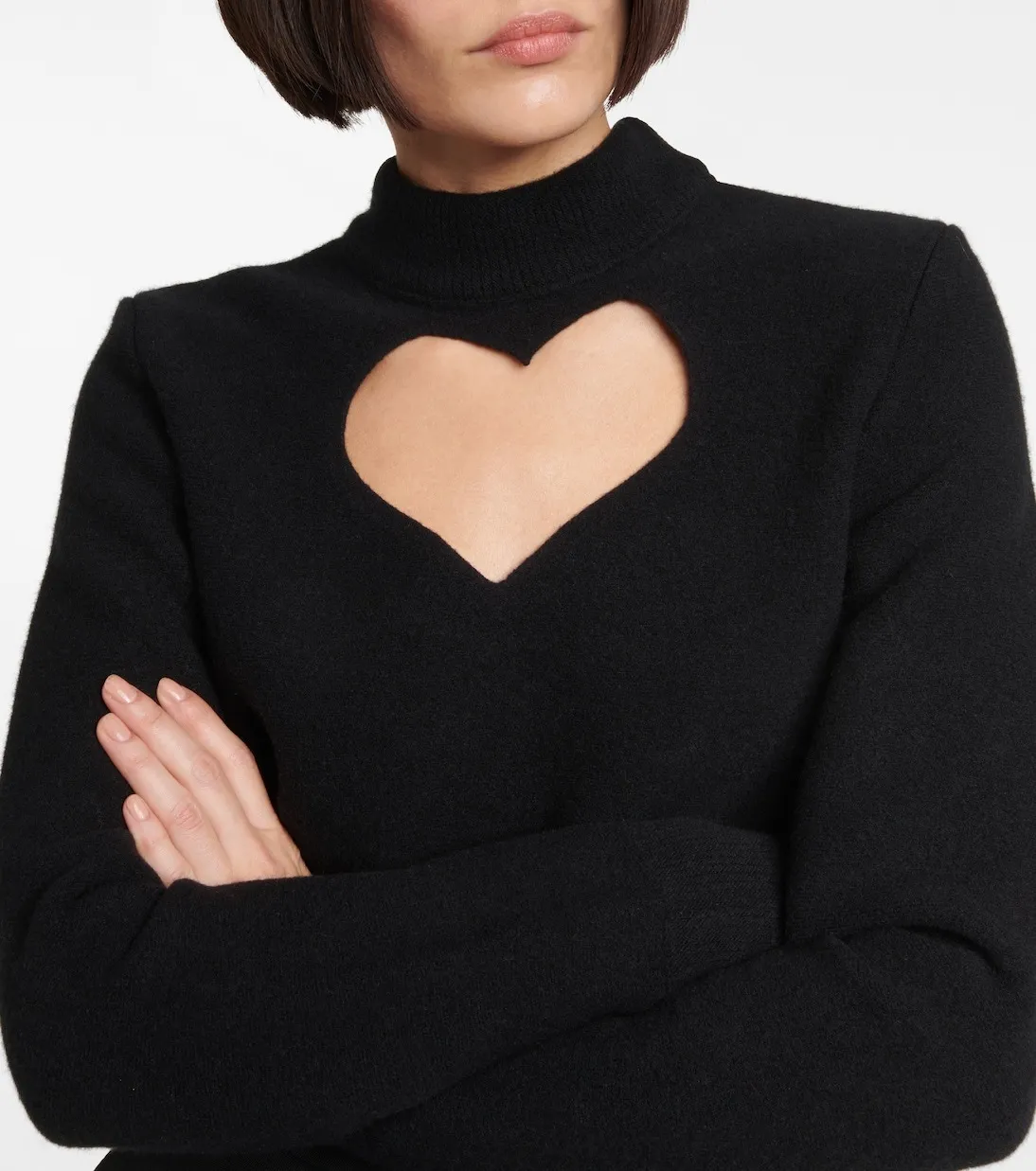 Azzedine Alaia  |Wool Long Sleeves Plain High-Neck Cropped Tops