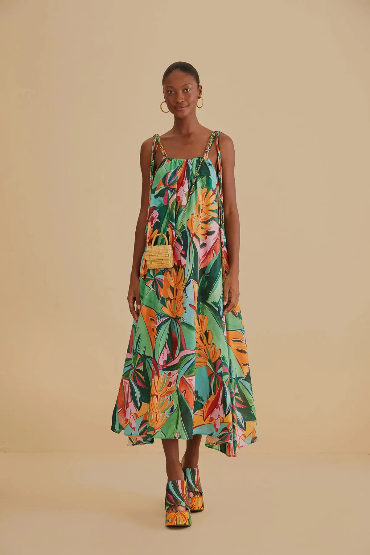 Banana Foliage Midi Dress