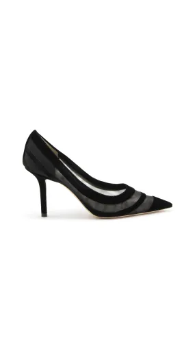 Black Suede Love Pumps - Black/Grey