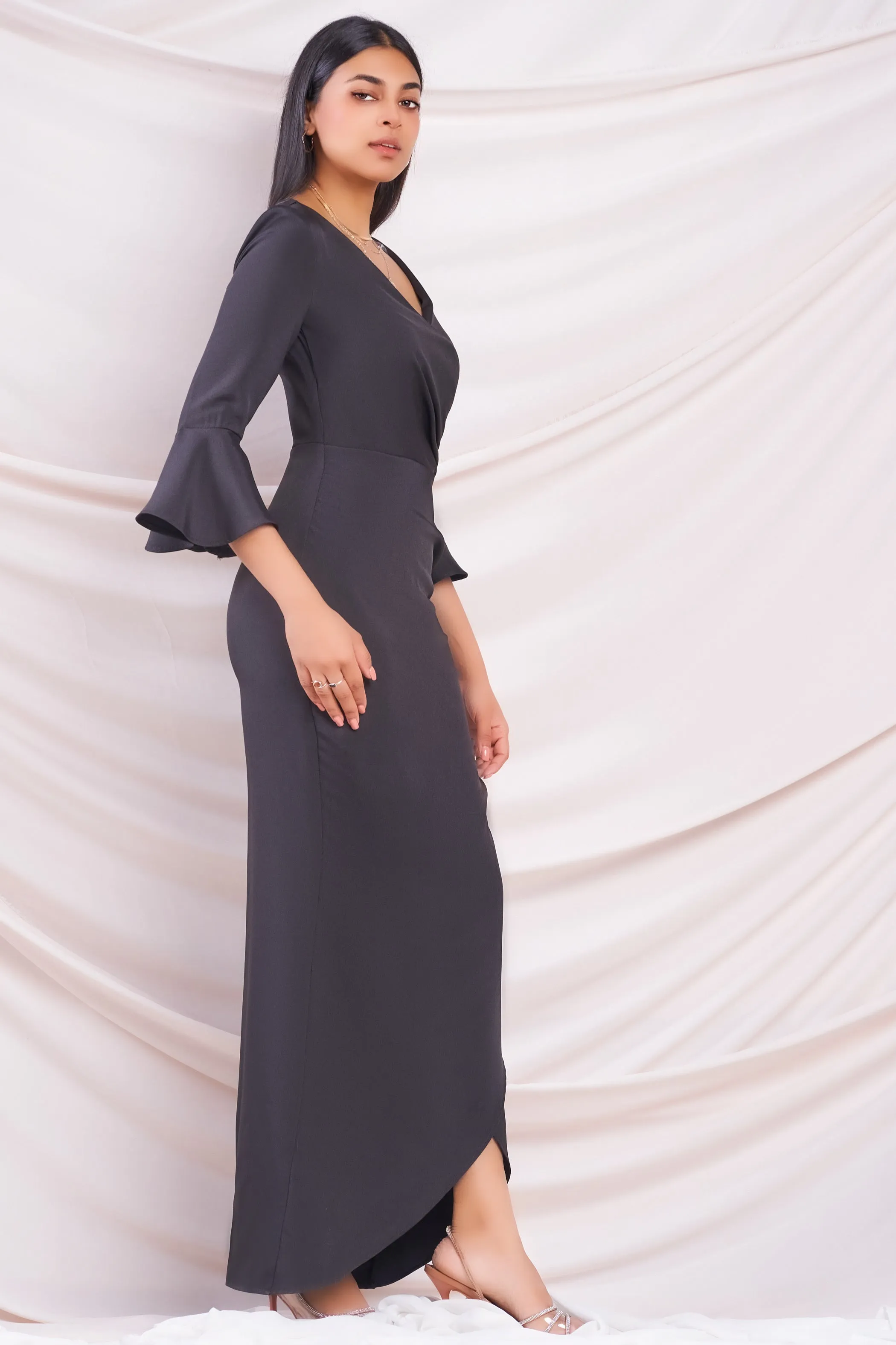 Black Wrap Maxi Dress