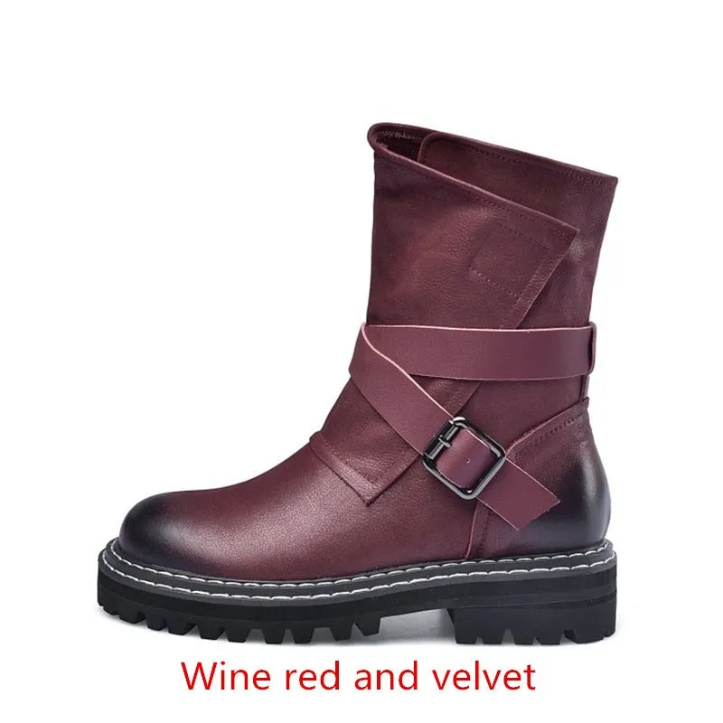 British Style Autumn and Winter Round Head Womens Boots / Solid Color Short Boots in Rock Style