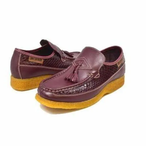 British Walkers Brooklyn Men's Burgundy Snake Skin Leather Crepe Sole Shoes