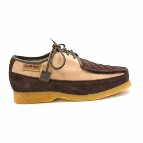 British Walkers Crown Men's Brown and Beige Suede Crepe Sole Low Top Shoes