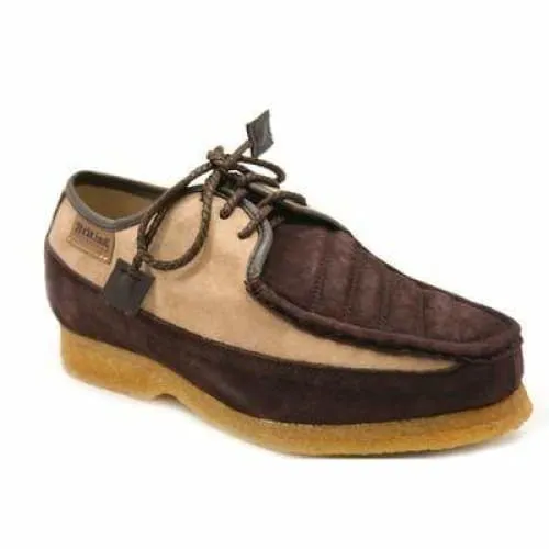 British Walkers Crown Men's Brown and Beige Suede Crepe Sole Low Top Shoes