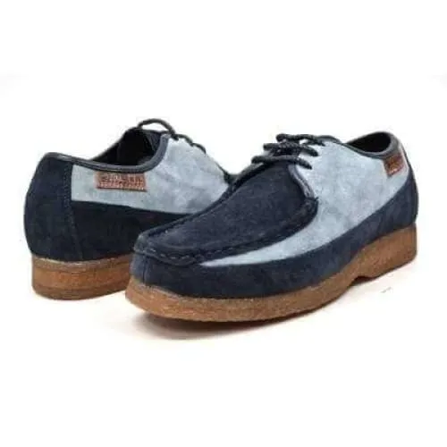 British Walkers Crown Men's Navy and Light Blue Suede Crepe Sole Low Top Shoes