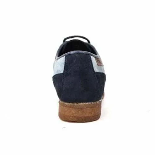 British Walkers Crown Men's Navy and Light Blue Suede Crepe Sole Low Top Shoes