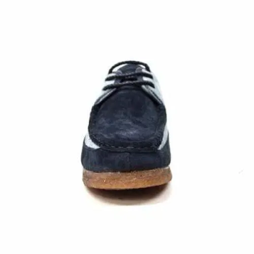 British Walkers Crown Men's Navy and Light Blue Suede Crepe Sole Low Top Shoes