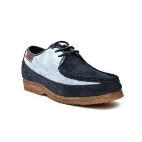 British Walkers Crown Men's Navy and Light Blue Suede Crepe Sole Low Top Shoes