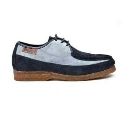 British Walkers Crown Men's Navy and Light Blue Suede Crepe Sole Low Top Shoes