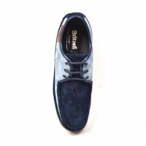 British Walkers Crown Men's Navy and Light Blue Suede Crepe Sole Low Top Shoes