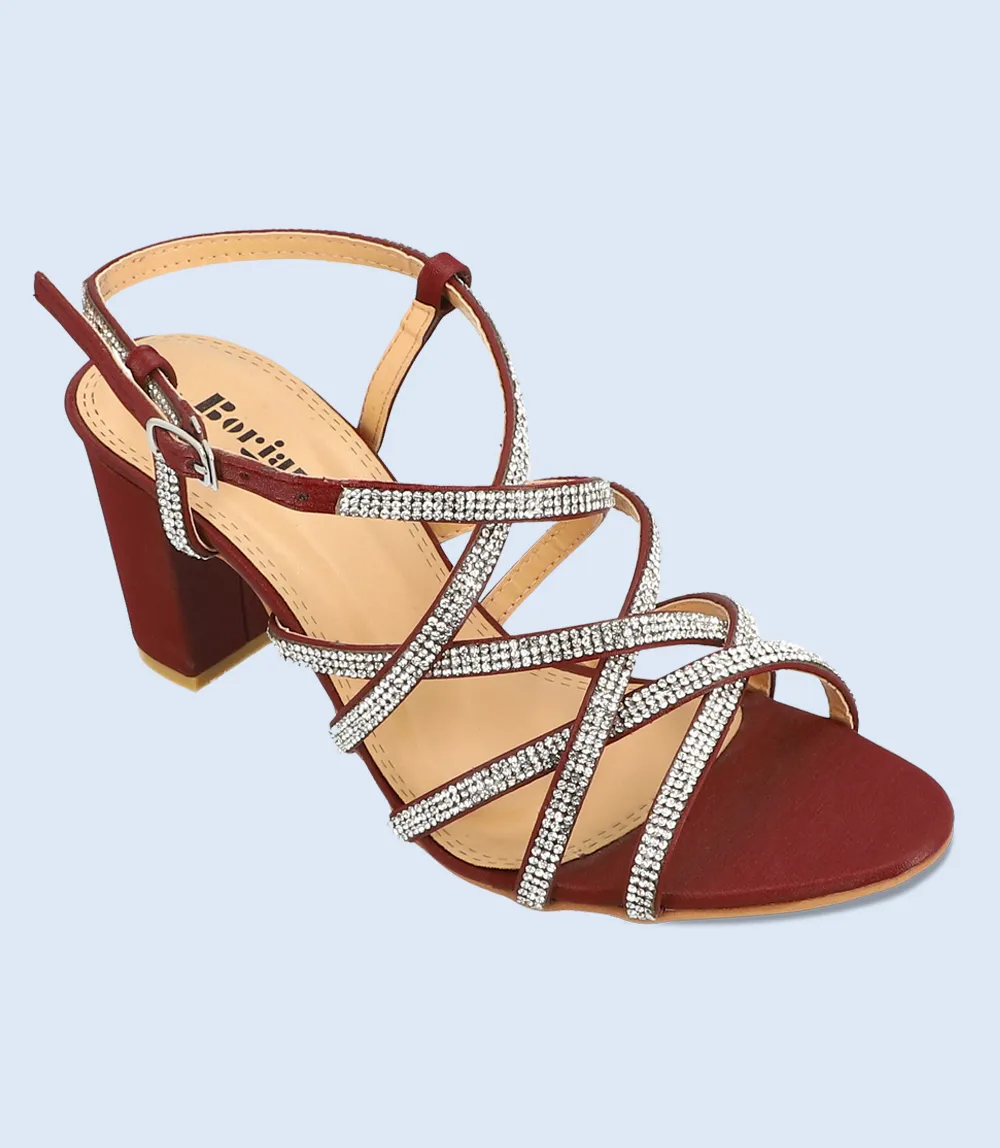 BW6066-MAROON-Women Formal Sandal Heels