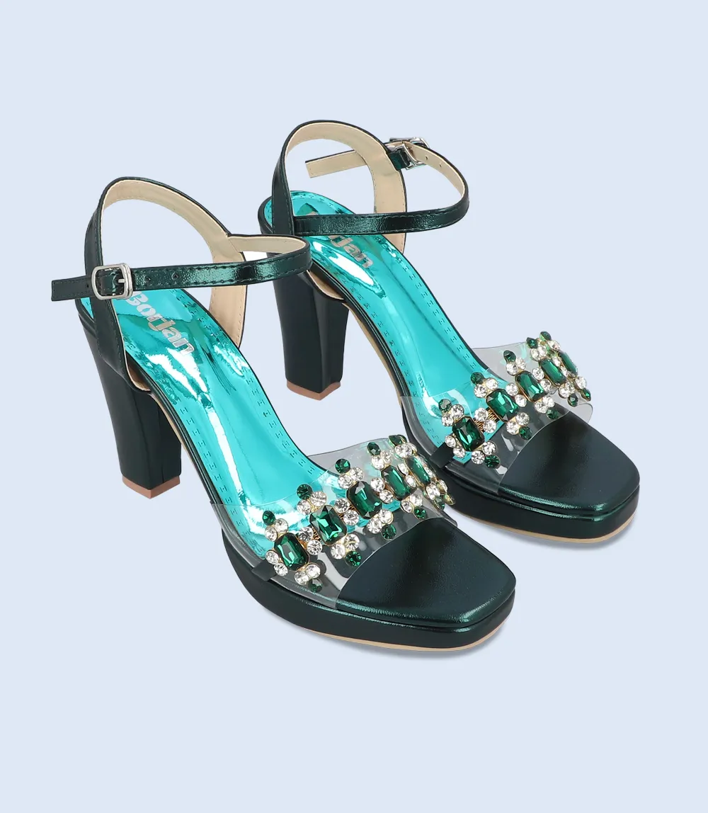 BW8734-GREEN-Women Formal Sandal Heels