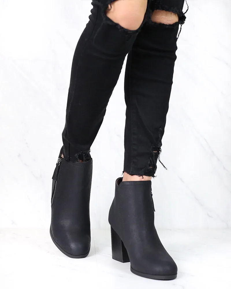 Casual Block Heel Ankle Bootie - more colors