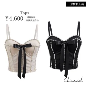 Chicwish  | Bowknot Rhinestone Embellished Bustier Crop Top