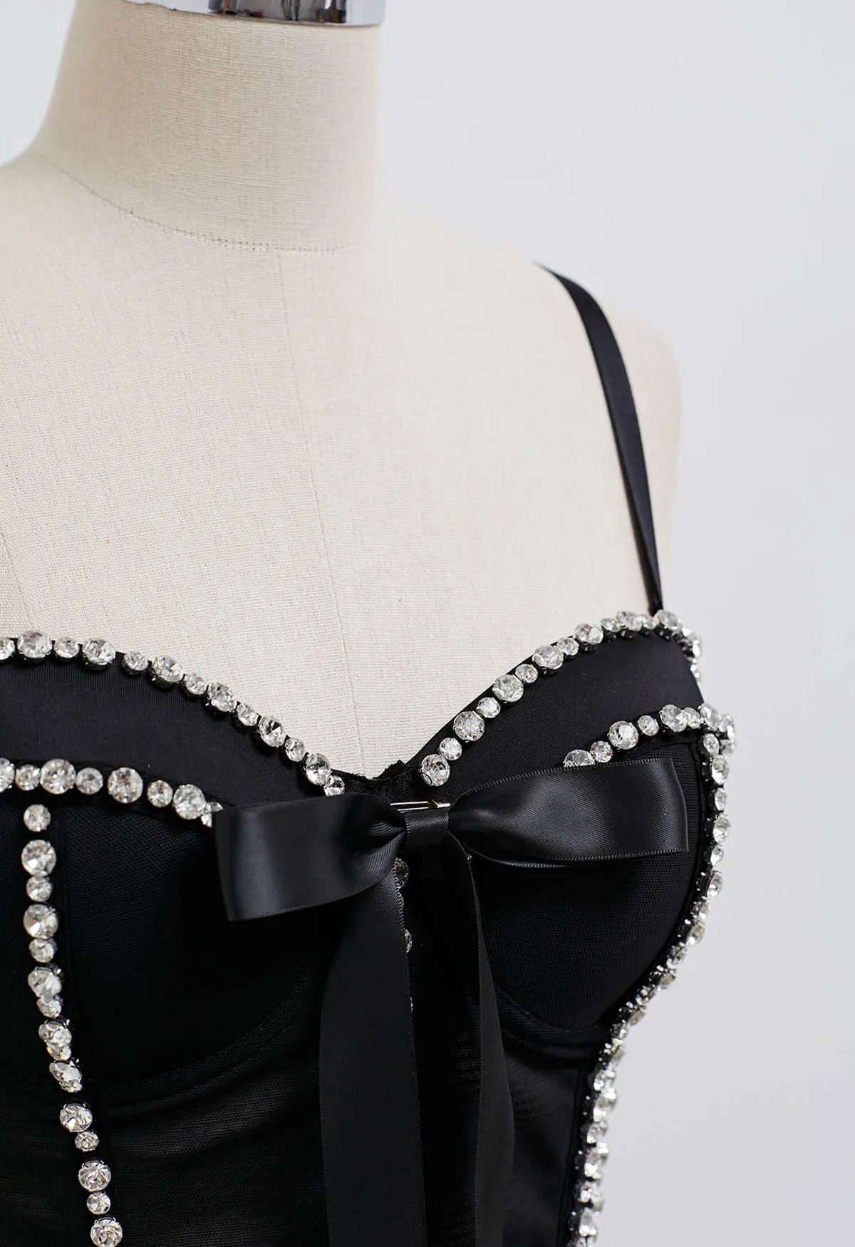 Chicwish  | Bowknot Rhinestone Embellished Bustier Crop Top