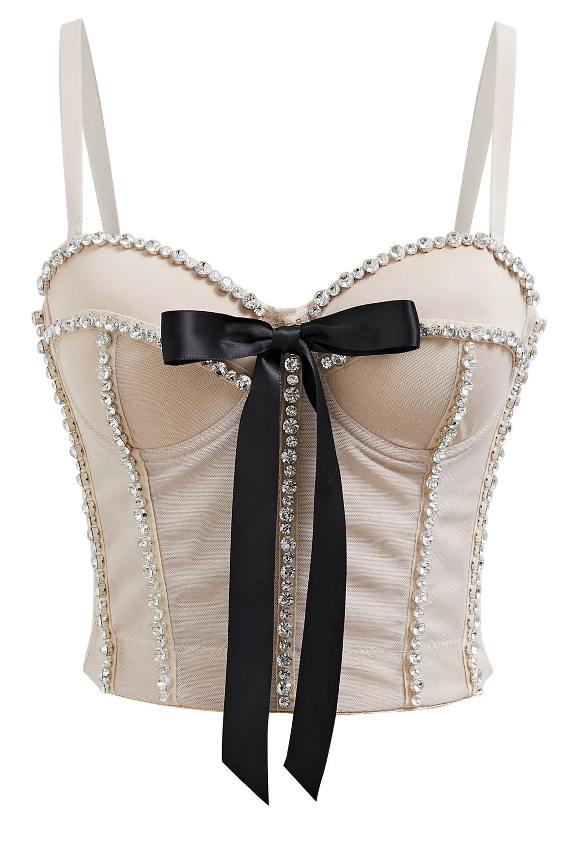 Chicwish  | Bowknot Rhinestone Embellished Bustier Crop Top