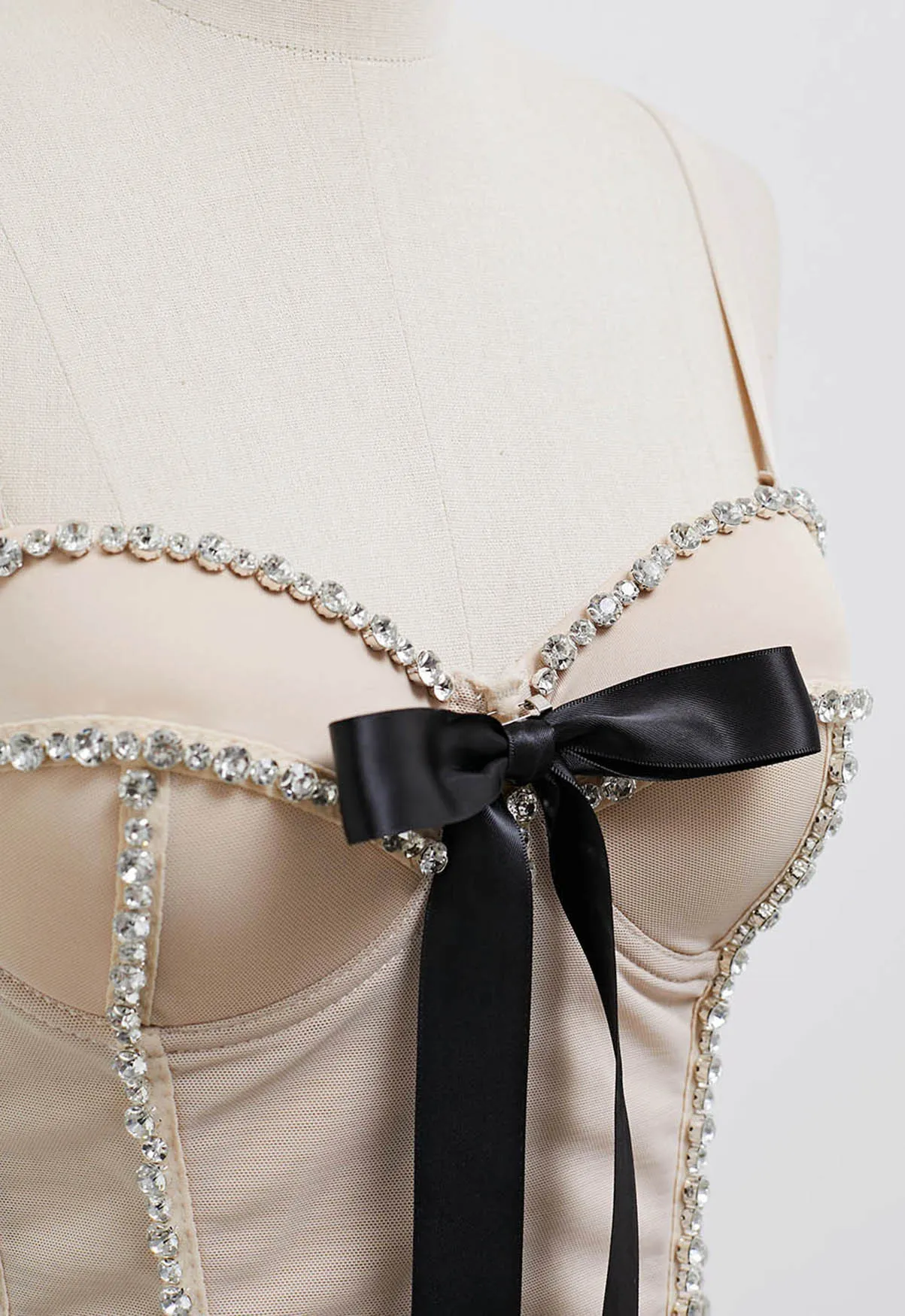 Chicwish  | Bowknot Rhinestone Embellished Bustier Crop Top