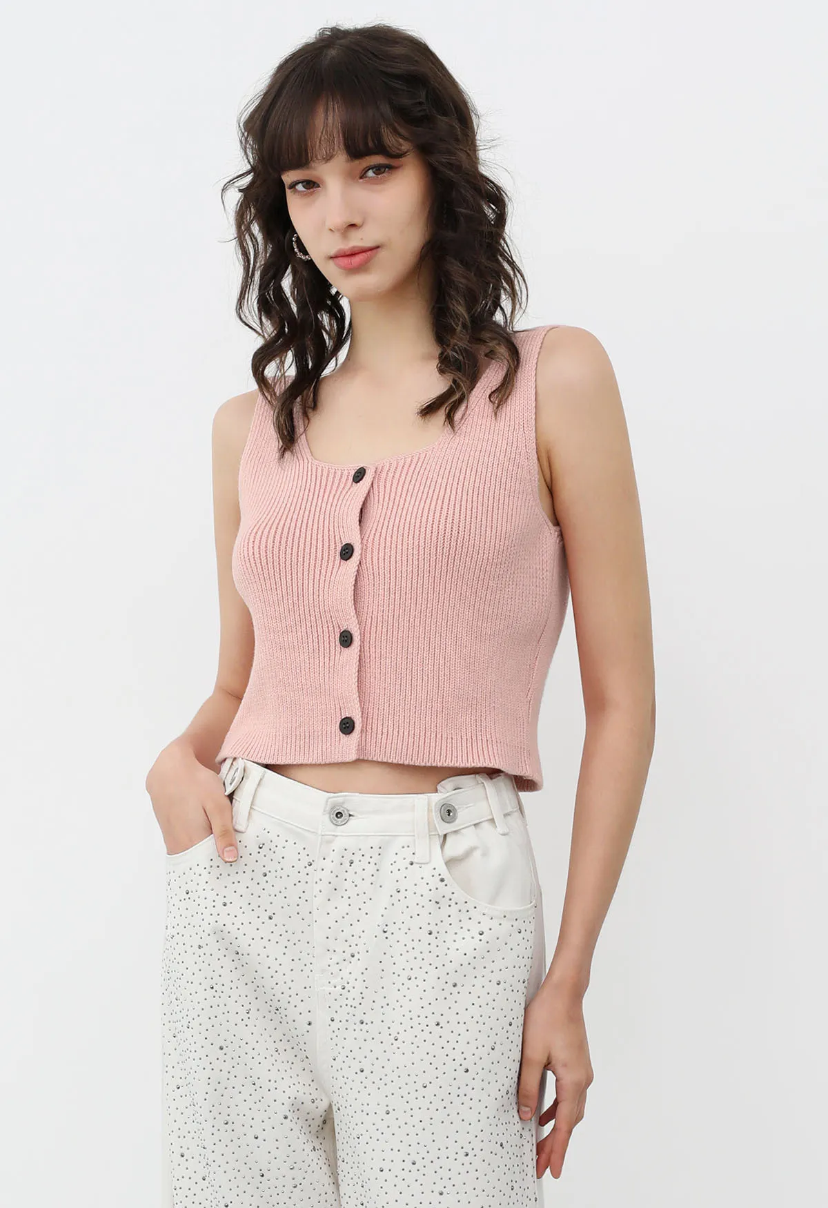 Chicwish  |U-Neck Plain Cropped Tops Tanks & Camisoles