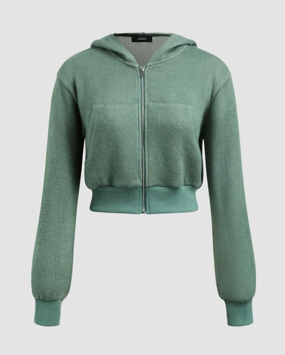 Cider  |Long Sleeves Plain Cropped Tops Hoodies & Sweatshirts