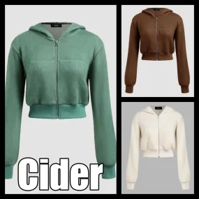 Cider  |Long Sleeves Plain Cropped Tops Hoodies & Sweatshirts