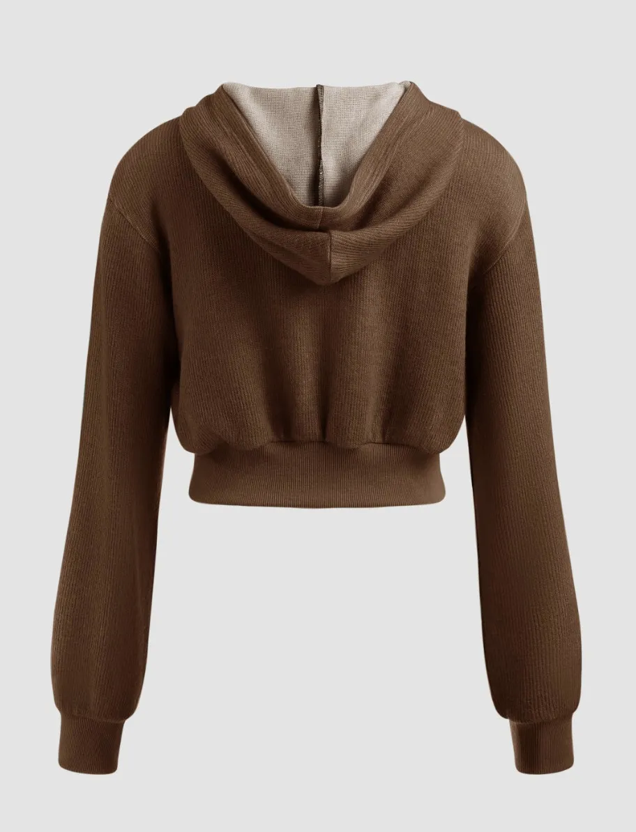 Cider  |Long Sleeves Plain Cropped Tops Hoodies & Sweatshirts