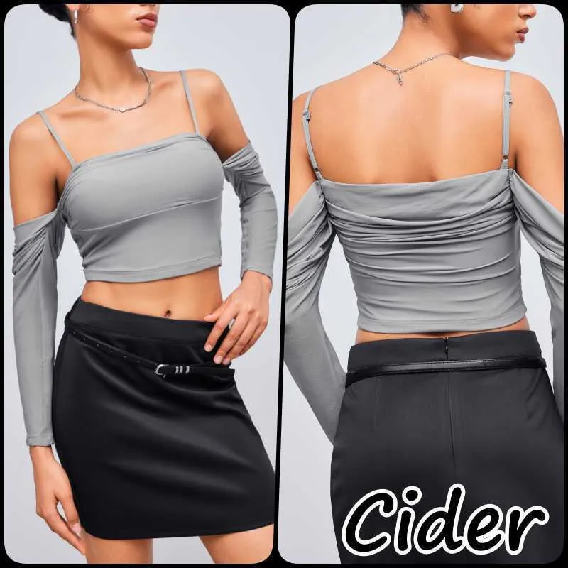 Cider  |Sleeveless Plain Cropped Tops Tanks & Camisoles