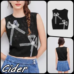 Cider  |Street Style Lace Cropped Tops Tanks & Camisoles