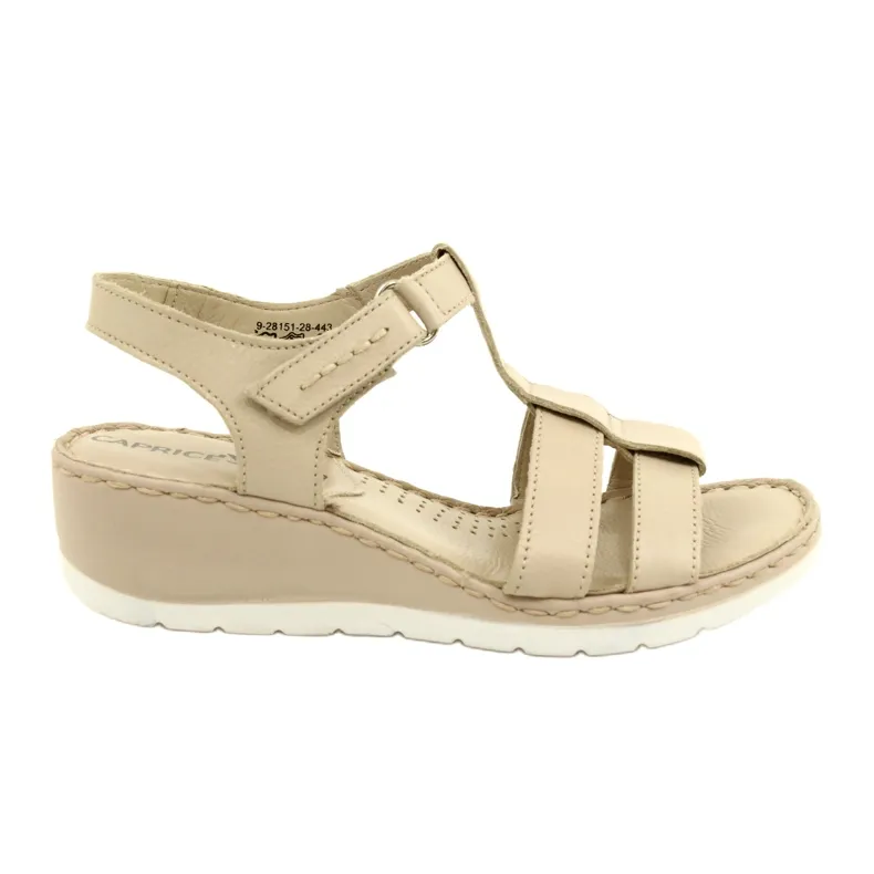 Comfort leather sandals Caprice 28152-28 443 Beige