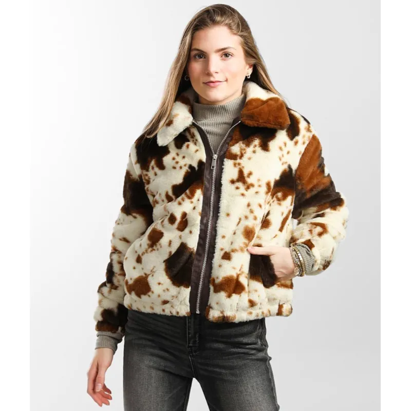 Cow Print Fleece Jacket - William Jacket