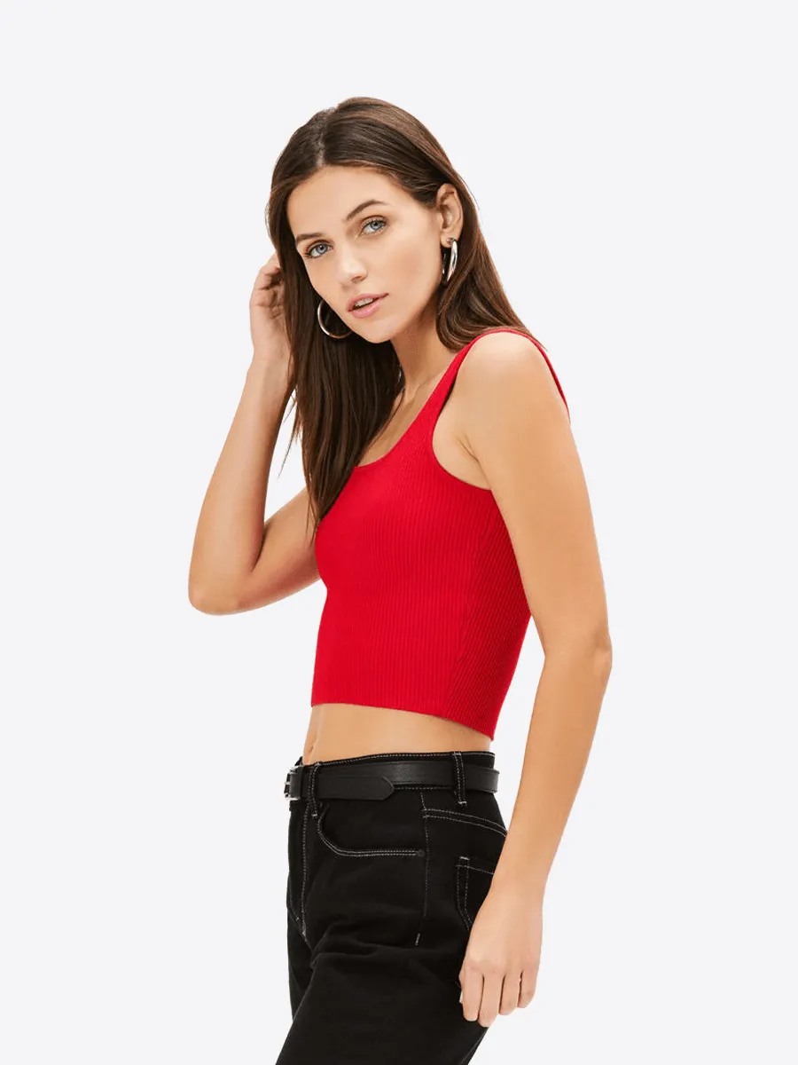 Cropped Y Back Smocked Tank Top-3