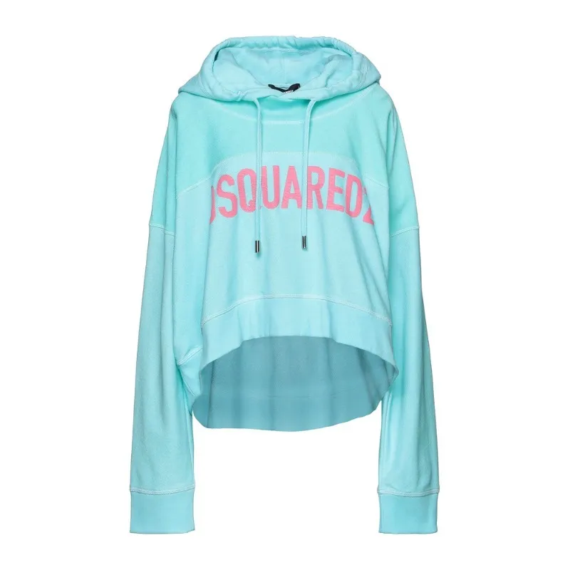 D SQUARED2  |Long Sleeves Cotton Logo Cropped Tops Hoodies & Sweatshirts