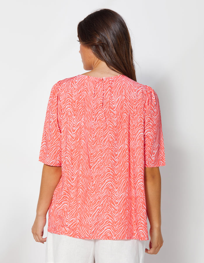 Dear Sutton Memphis Top - Coral Zebra