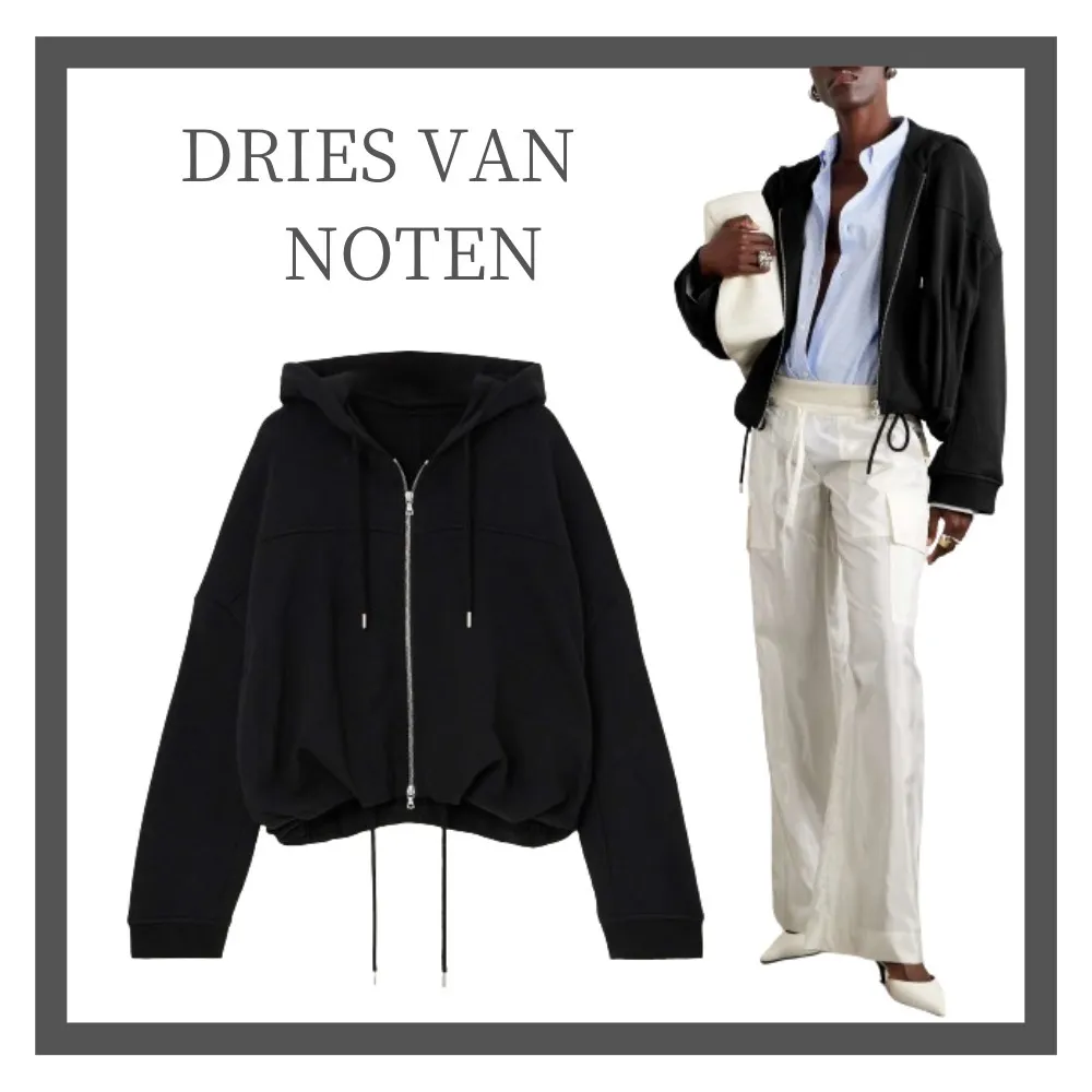 Dries Van Noten  |Long Sleeves Plain Cotton Cropped Tops Hoodies & Sweatshirts